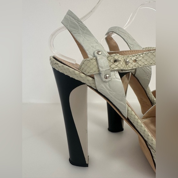 ROBERTO CAVALLI Exotic Snake Python Platform Sandals in Light Mint Green - Picture 4 of 16